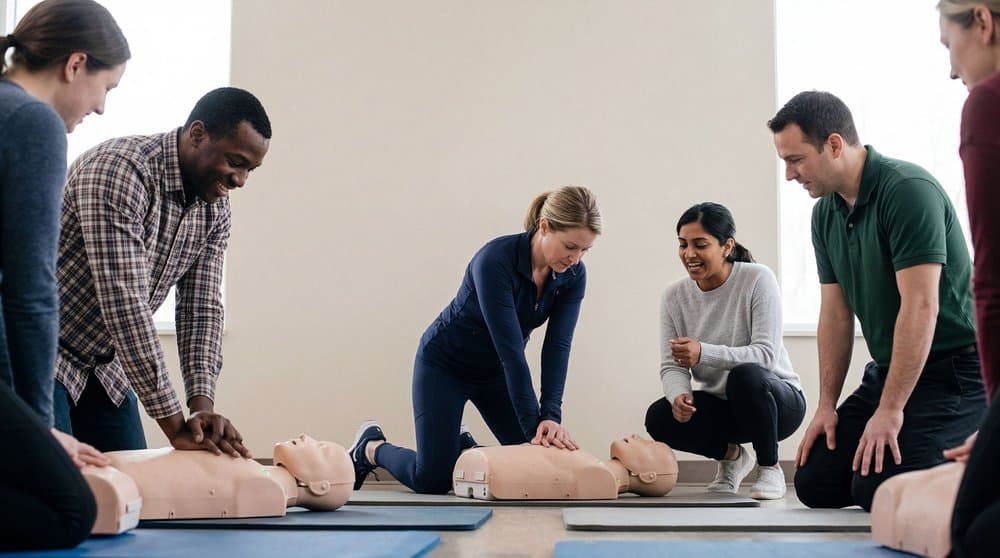 Workplace CPR and First Aid training session