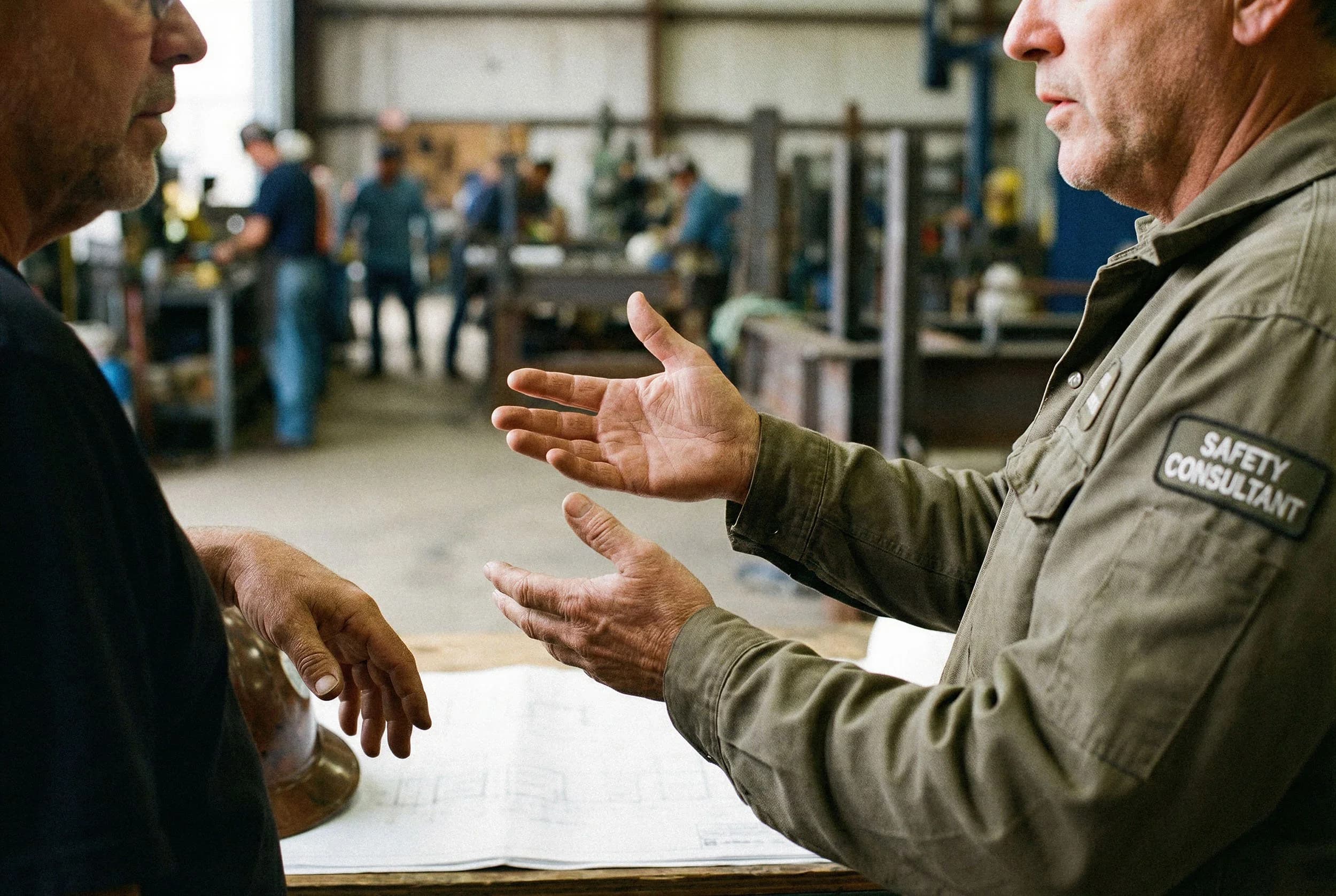 Safety consultant in conversation