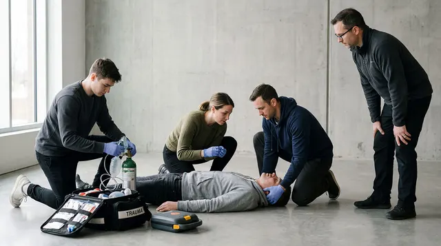 First responder skills practice with training equipment